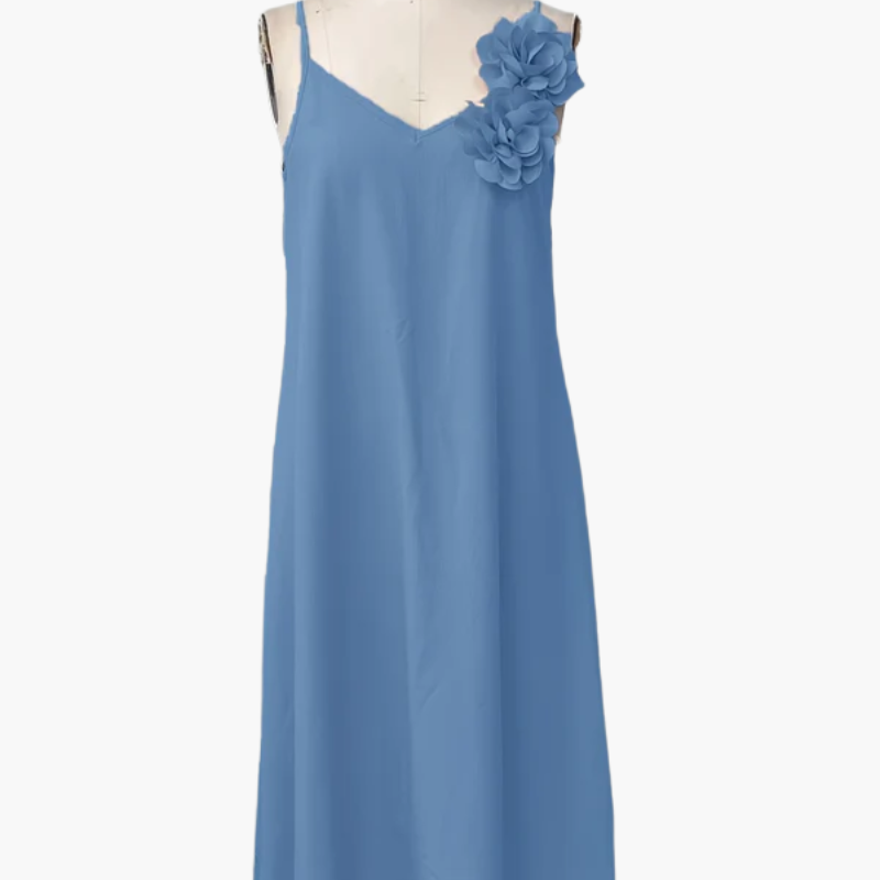 Damklänning Elegant V-ringad Blomdekor Till Vår och Sommar Fest eller Bröllop
