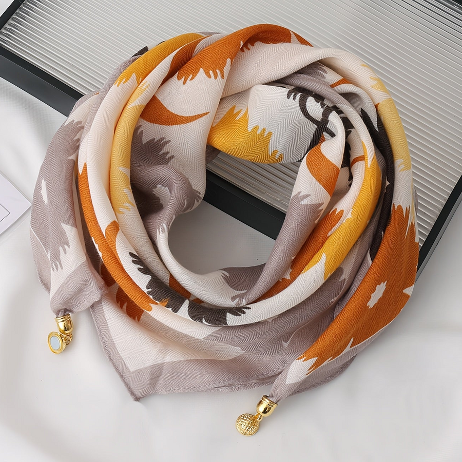 Women's Printed Scarf with Charm Pendant Ends