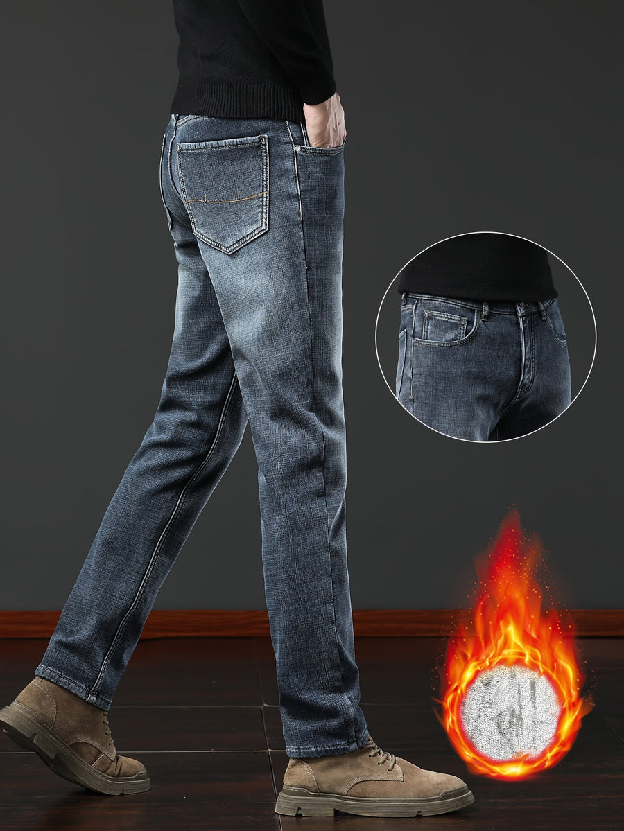 Jeans med foder för herr, blågrå eller mörkgrå