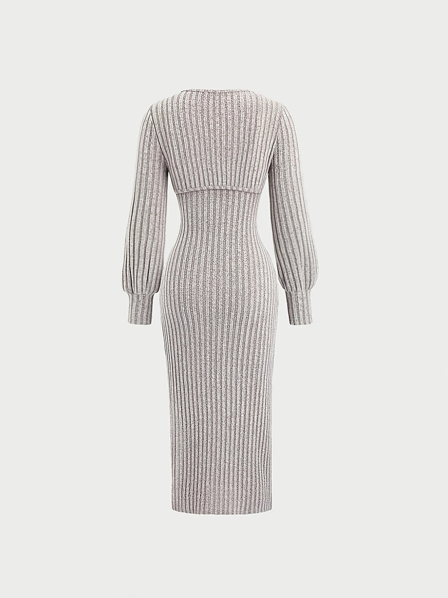 Ribbad klänning med slits och matchande bolero för dam
