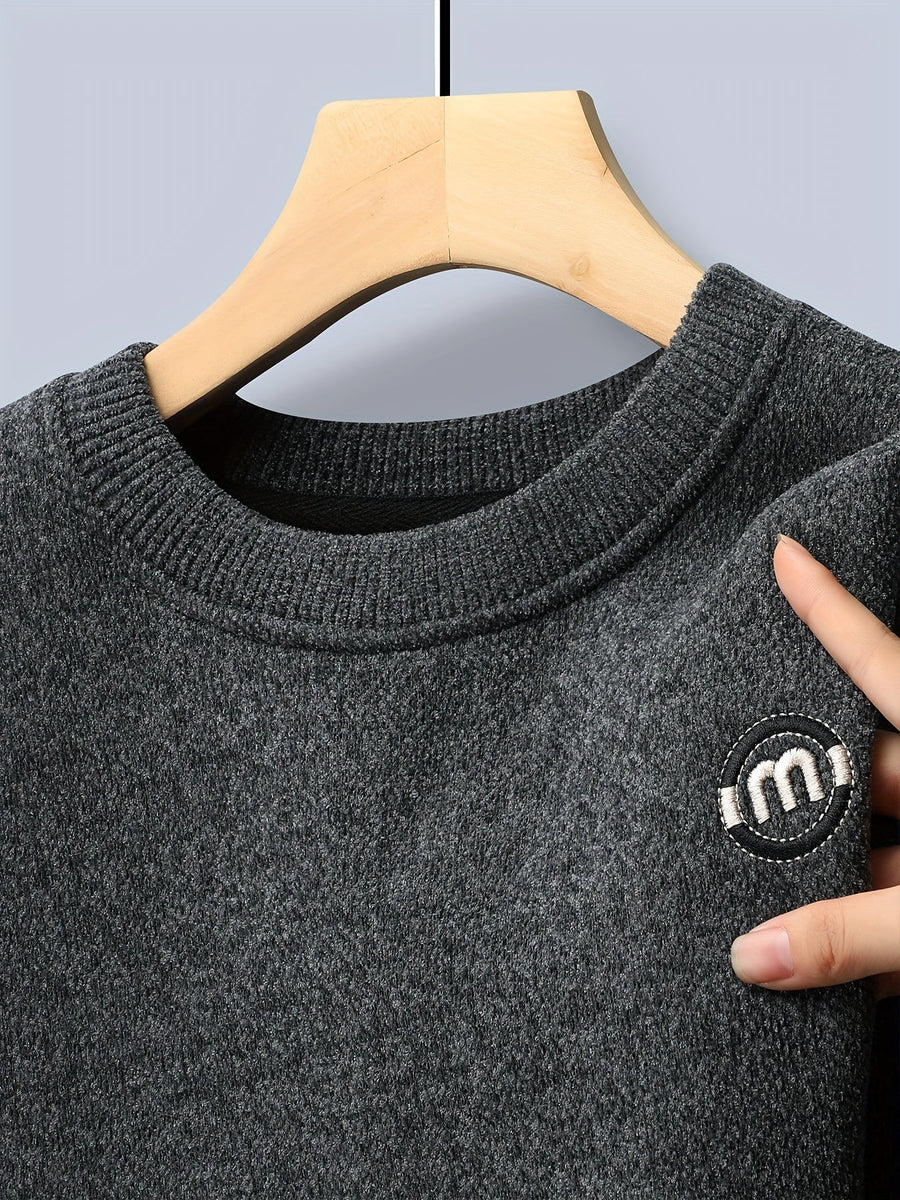 Mjuk Sweatshirt med Rund Hals och Fodrad Insida, Herr