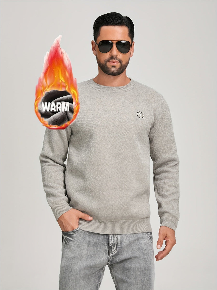 Mjuk Sweatshirt med Rund Hals och Fodrad Insida, Herr