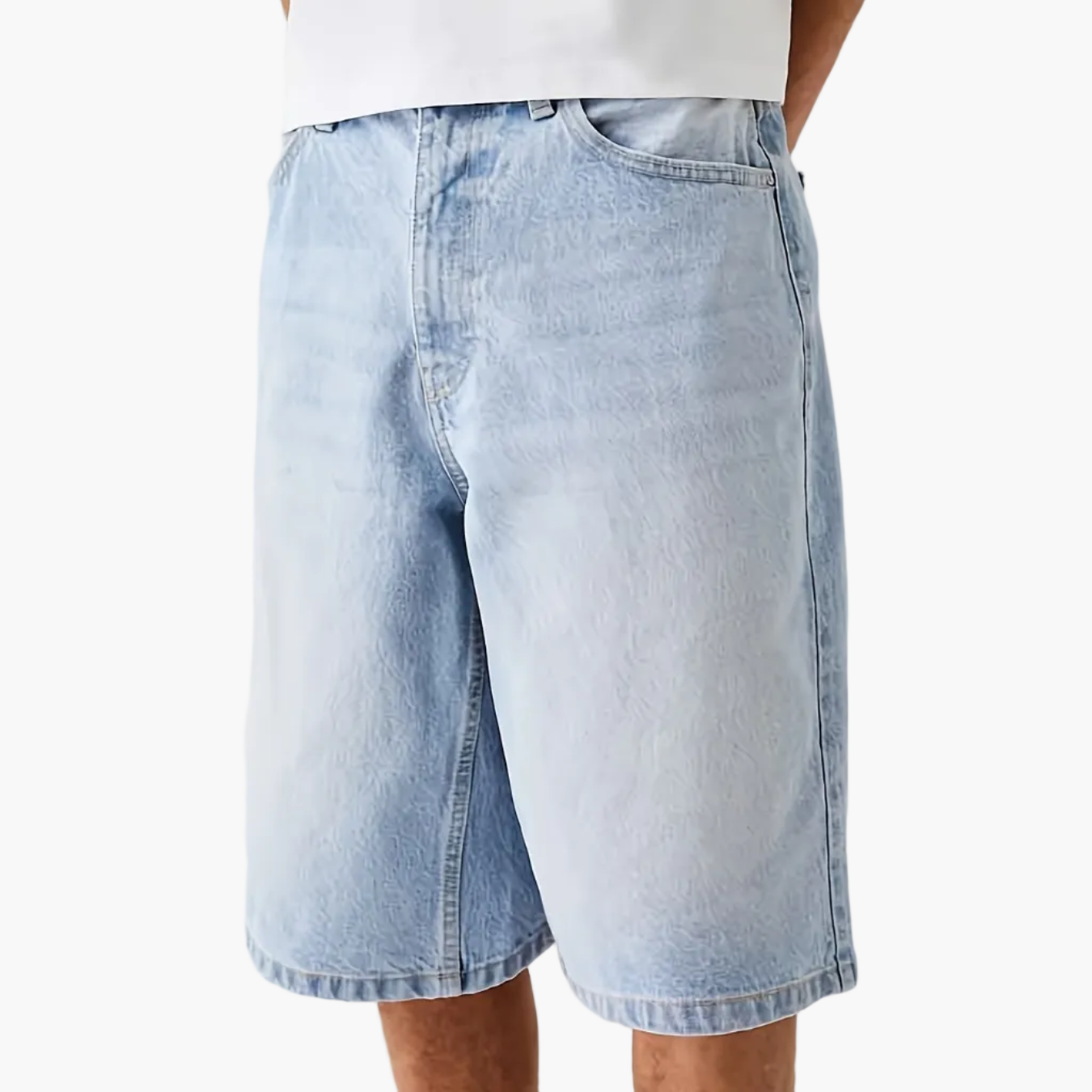 Herr Bermuda Jeansshorts Lös Passform Streetwear