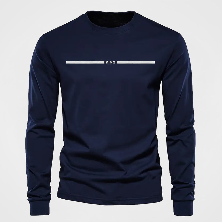 Långärmad T-shirt med Rund Hals och Linjärt KING-Tryck