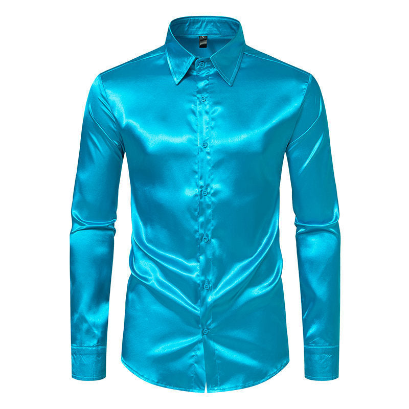 Ian – Satin skjorta i solid färg