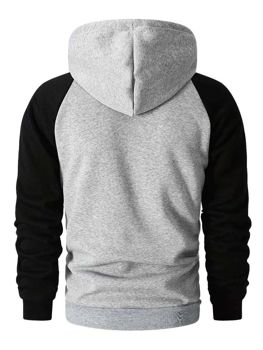 Hoodie med raglanärm och känguruficka, tvåfärgad