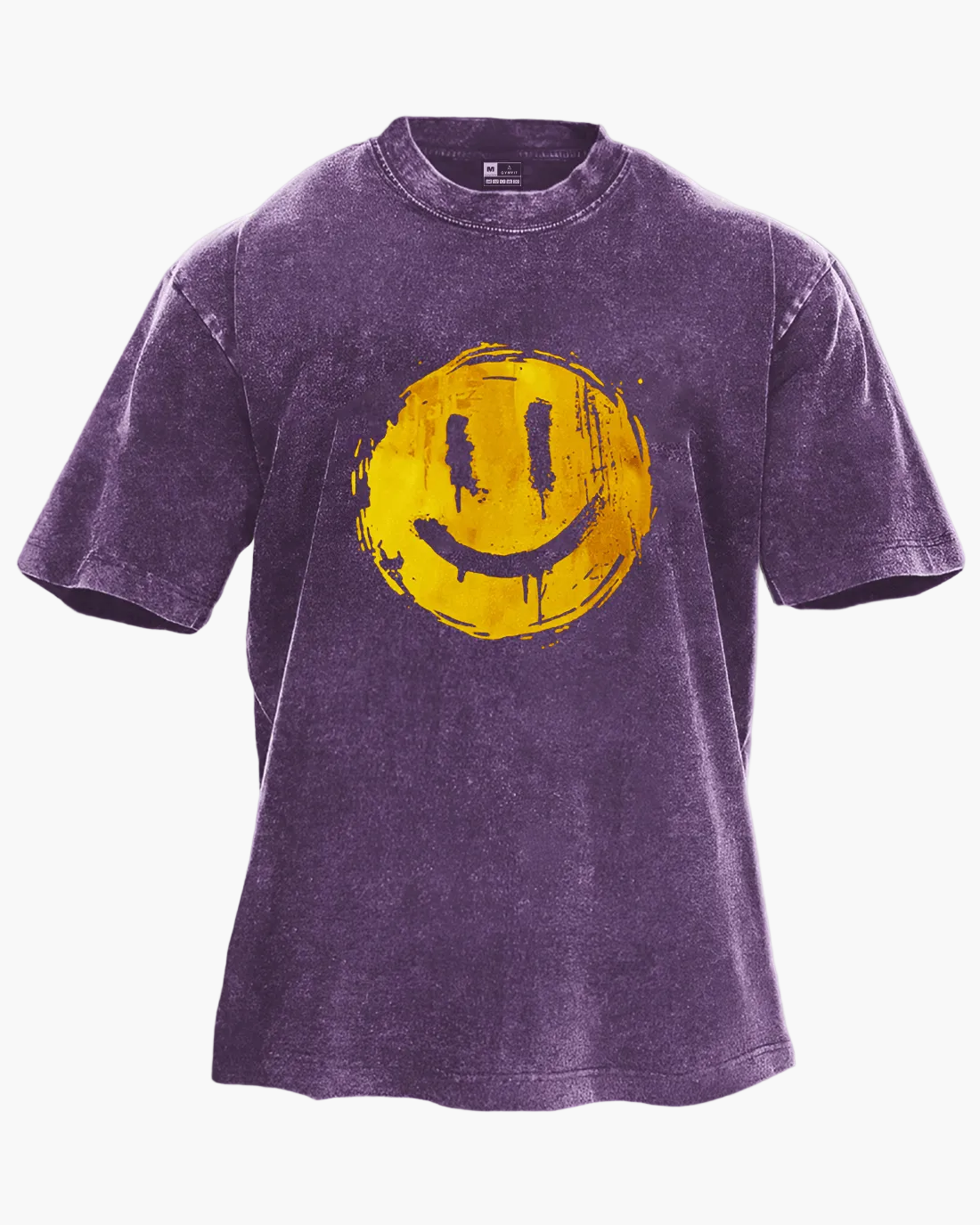 Unisex T-shirt med smileytryck – Oversize streetwear för vardagsstil