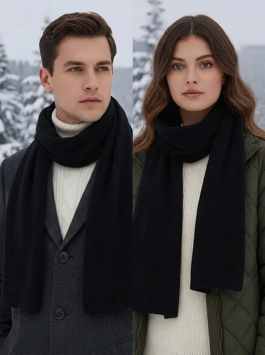Unisex Mjuk Vinterhalsduk med Ribbstickad Kant