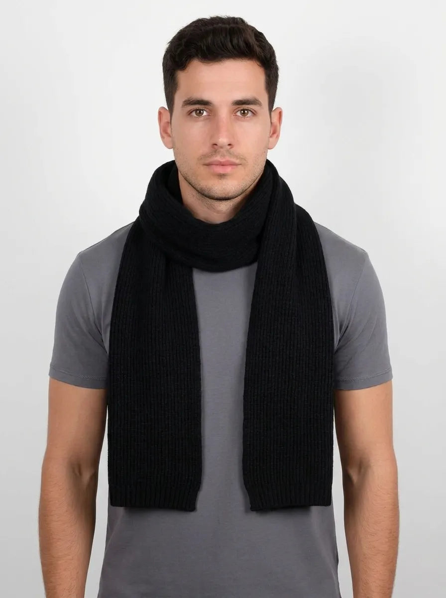 Unisex Mjuk Vinterhalsduk med Ribbstickad Kant