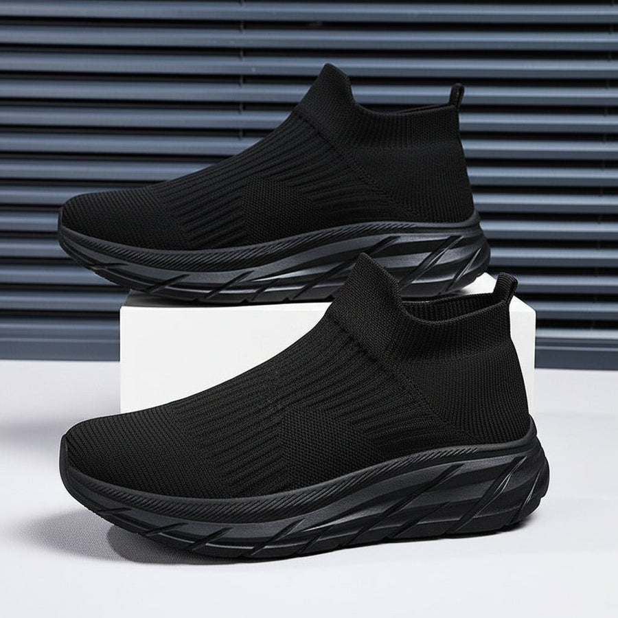 Strumpsneakers med stickad ovandel och tjock sula för komfort