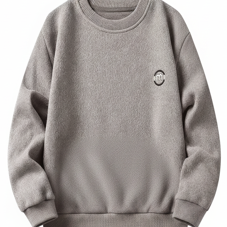 Mjuk Sweatshirt med Rund Hals och Fodrad Insida, Herr