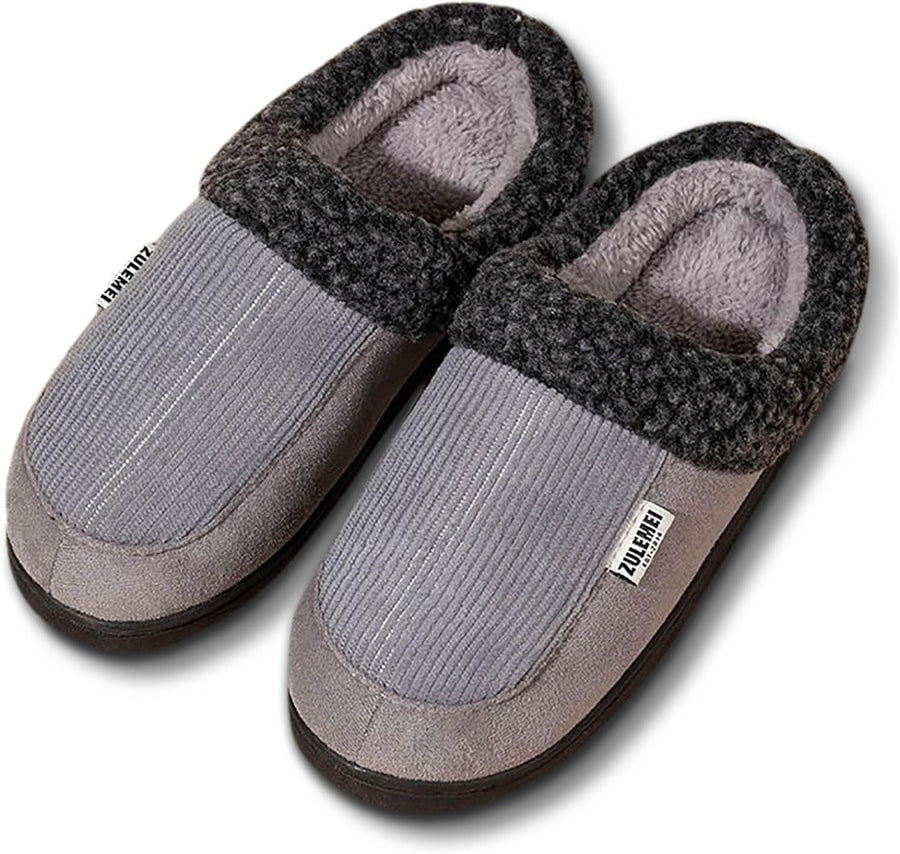 Mjuka tofflor med fuskpälsfoder och ribbad ovandel i textil