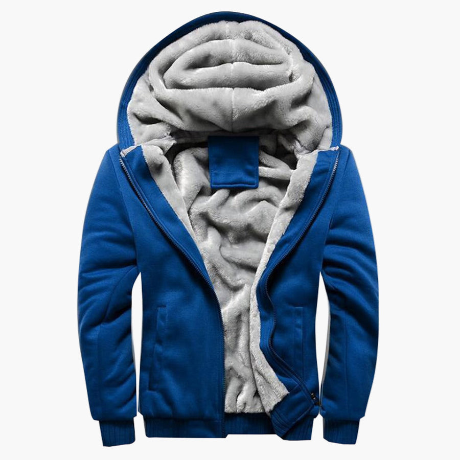 Herr Vinterjacka med Huva – Varm Fodrad Hoodie för Vardagsbruk