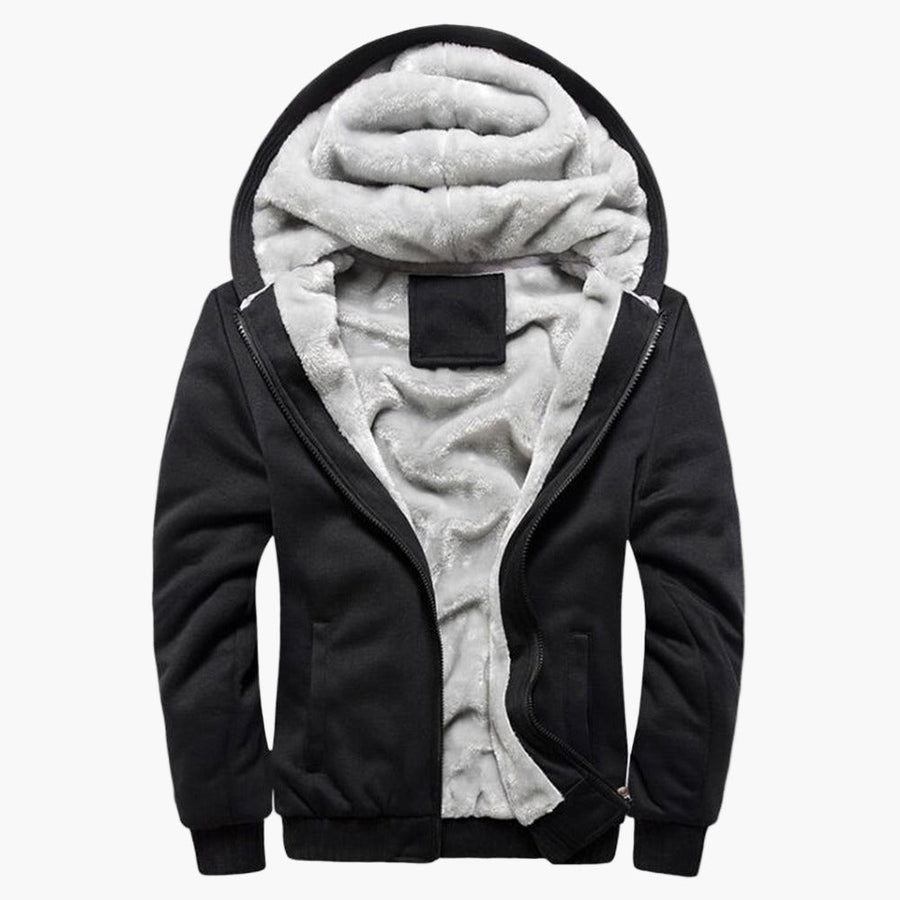 Herr Vinterjacka med Huva – Varm Fodrad Hoodie för Vardagsbruk