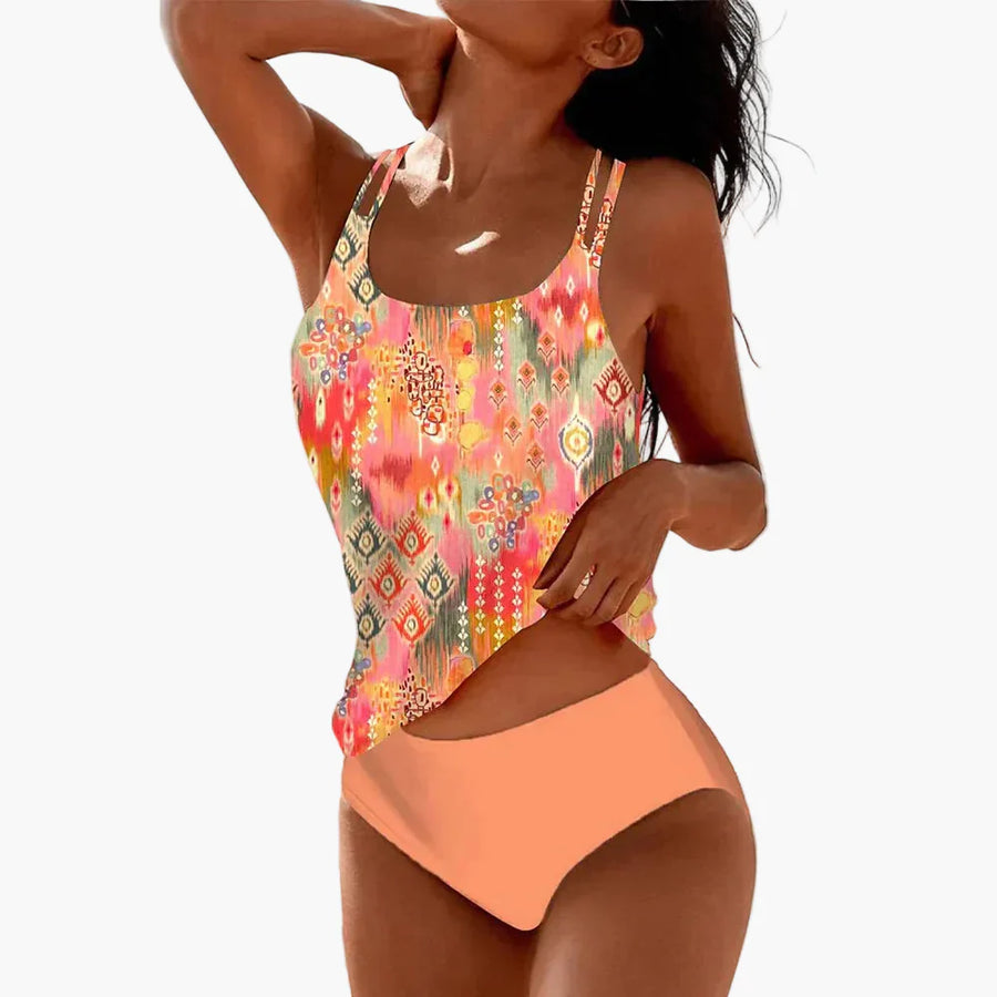 Dam Tankini Bikini Set – Bohemisk Stil för Strand och Pool