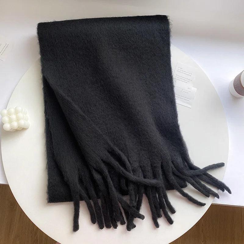 Mjuk Lång Halsduk med Fransar, Enfärgad