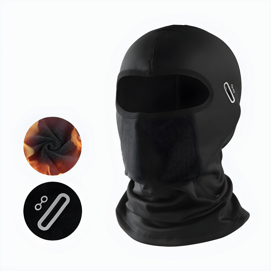 Svart Balaclava med Halsvärmare och Ventilationsnät