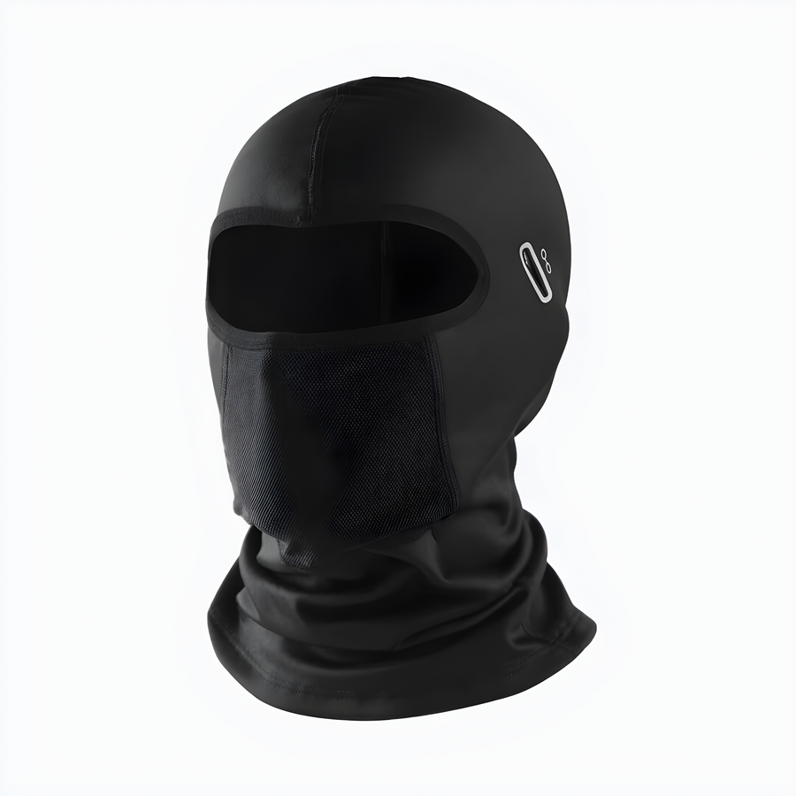 Svart Balaclava med Halsvärmare och Ventilationsnät