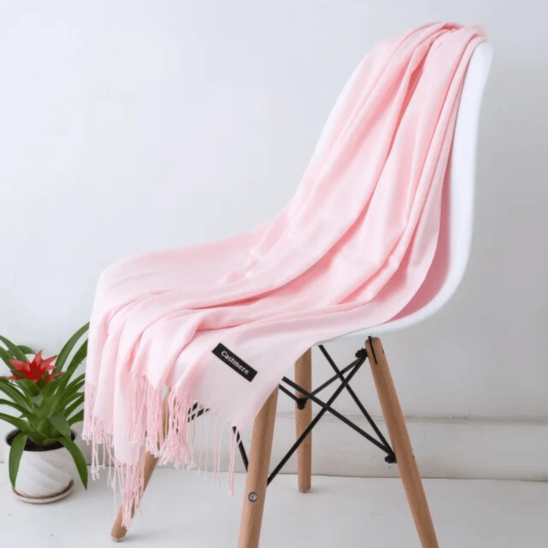 Unisex filt-scarf med fransar, enfärgad och mjuk