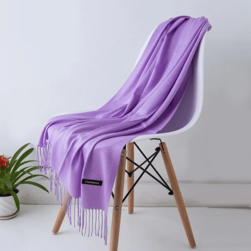 Unisex filt-scarf med fransar, enfärgad och mjuk