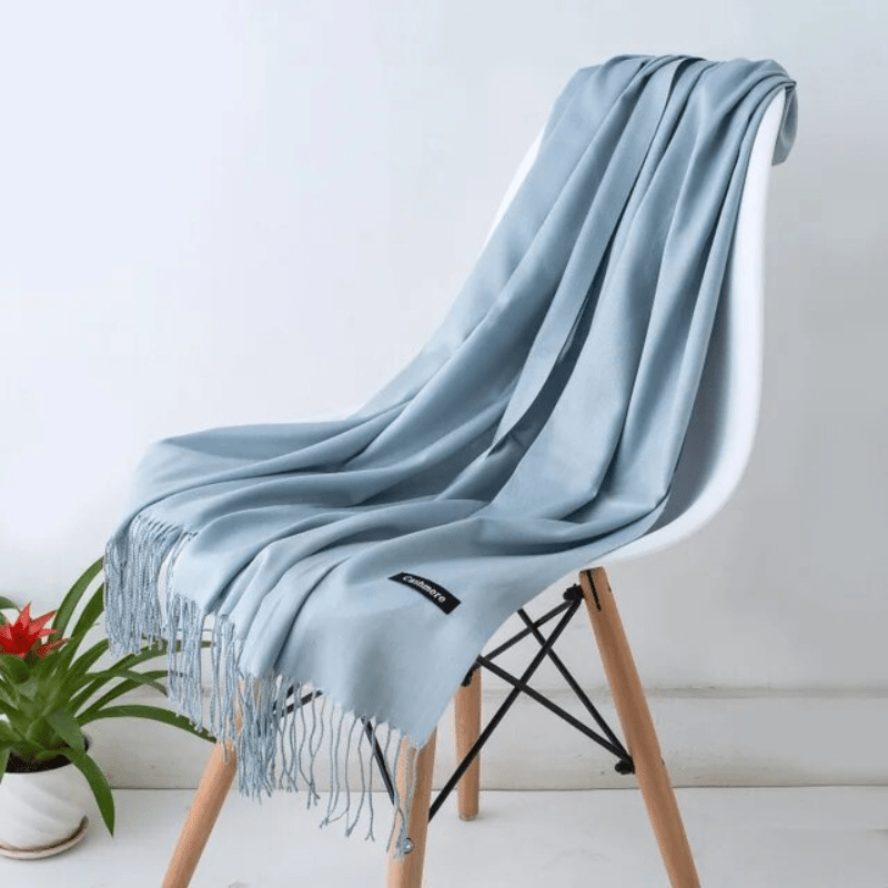 Unisex filt-scarf med fransar, enfärgad och mjuk