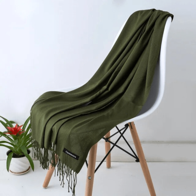 Unisex filt-scarf med fransar, enfärgad och mjuk
