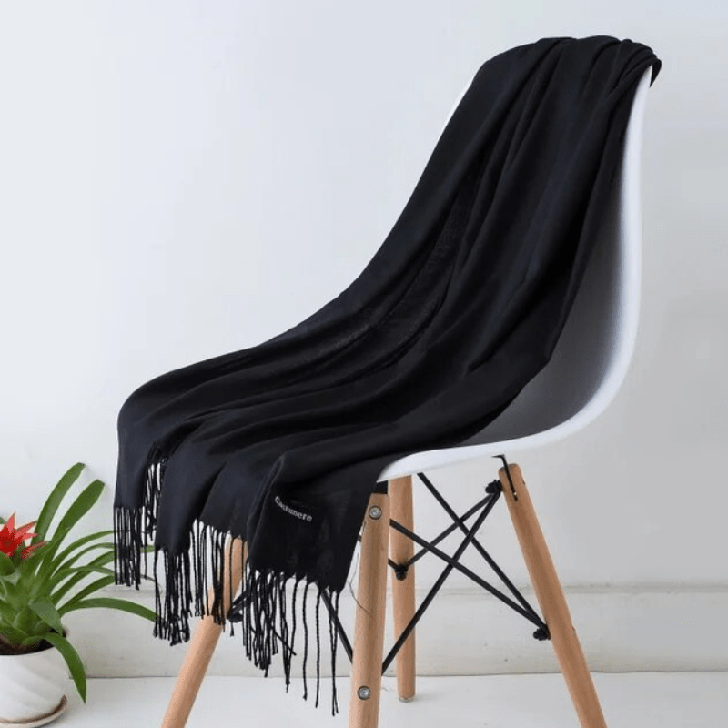 Unisex filt-scarf med fransar, enfärgad och mjuk