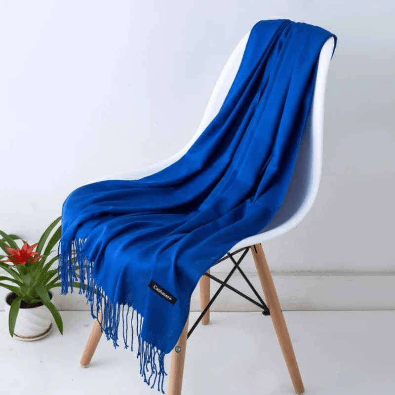 Unisex filt-scarf med fransar, enfärgad och mjuk