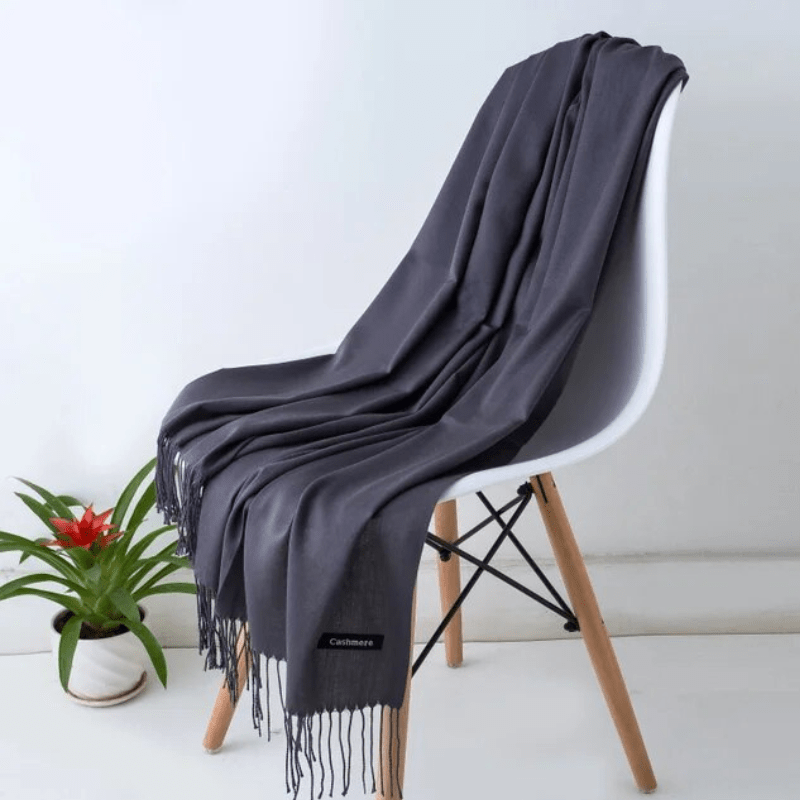 Unisex filt-scarf med fransar, enfärgad och mjuk