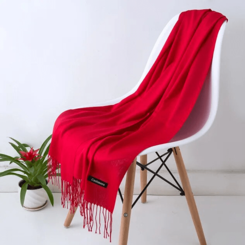 Unisex filt-scarf med fransar, enfärgad och mjuk