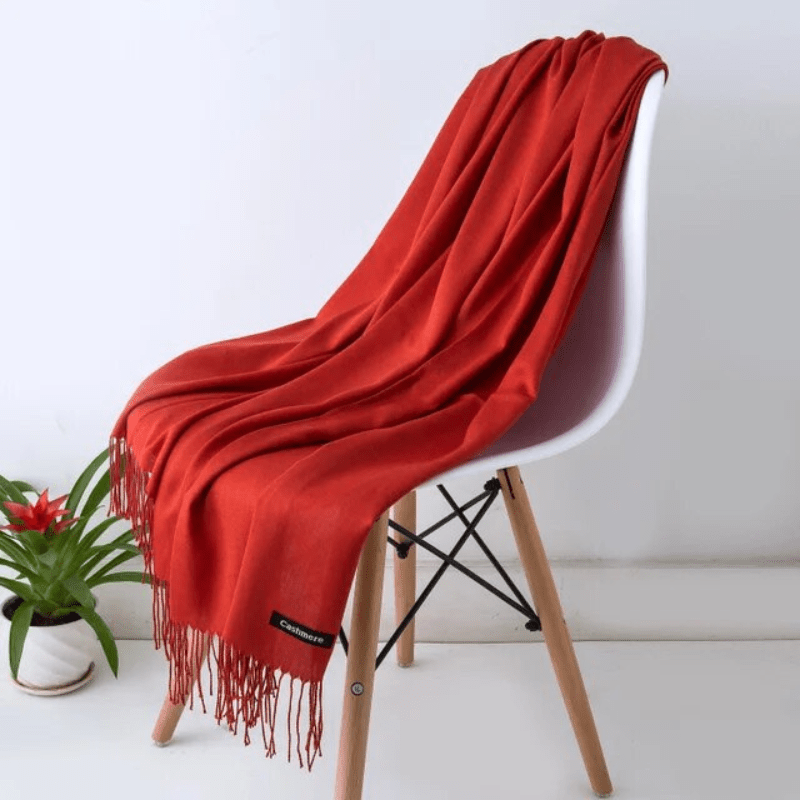 Unisex filt-scarf med fransar, enfärgad och mjuk
