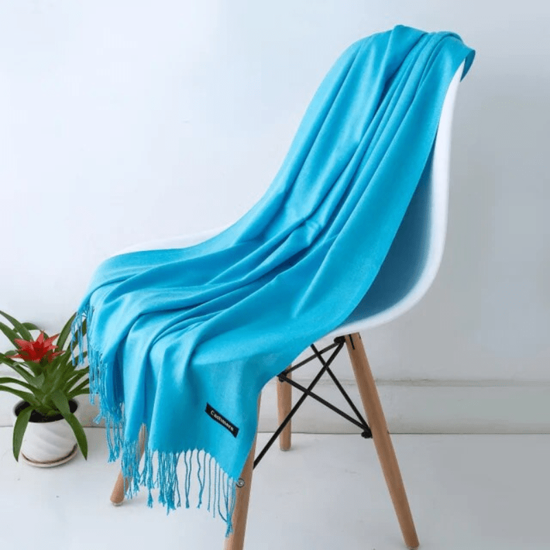 Unisex filt-scarf med fransar, enfärgad och mjuk