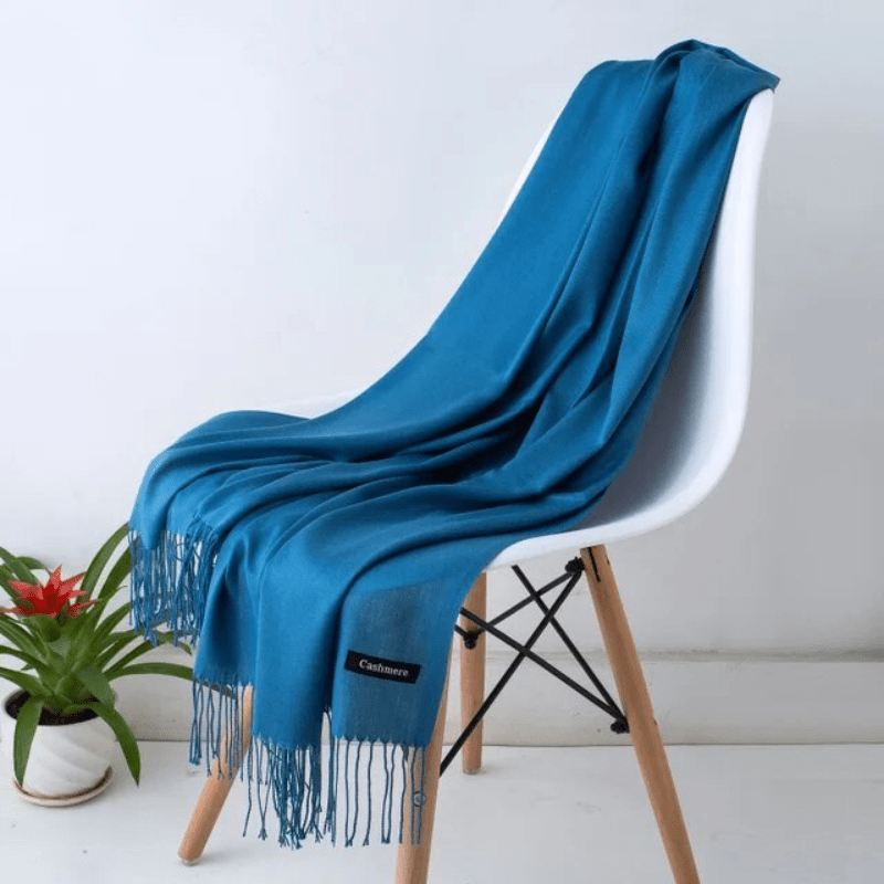 Unisex filt-scarf med fransar, enfärgad och mjuk