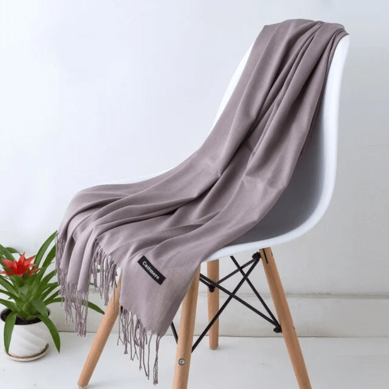 Unisex filt-scarf med fransar, enfärgad och mjuk