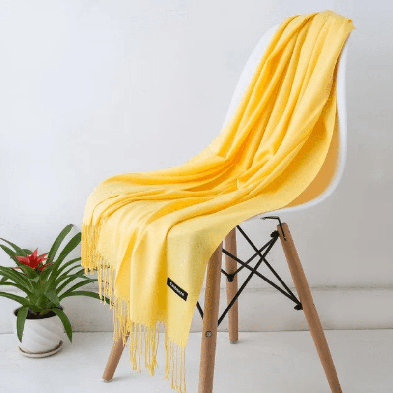 Unisex filt-scarf med fransar, enfärgad och mjuk