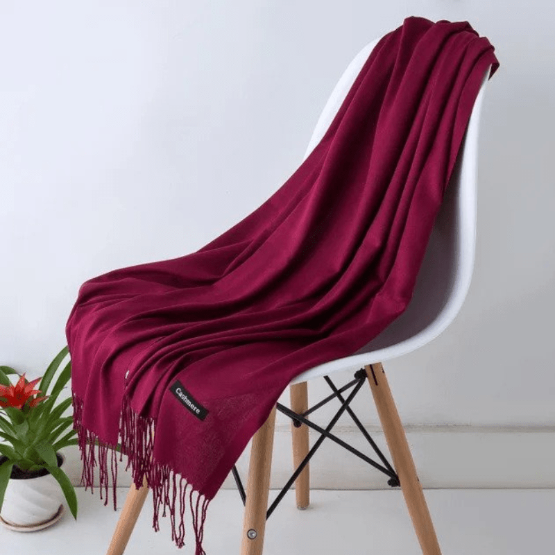 Unisex filt-scarf med fransar, enfärgad och mjuk