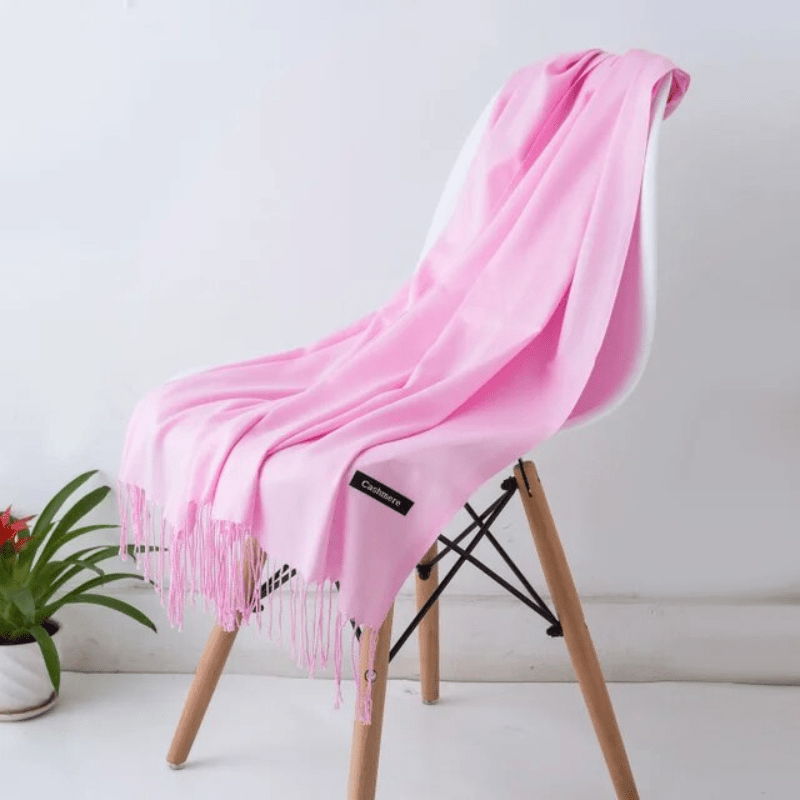 Unisex filt-scarf med fransar, enfärgad och mjuk