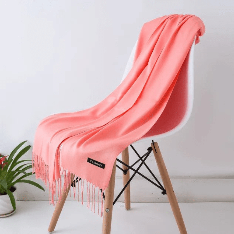 Unisex filt-scarf med fransar, enfärgad och mjuk
