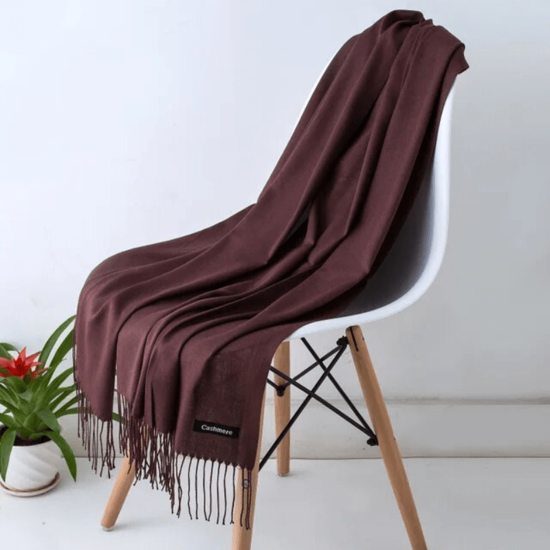 Unisex filt-scarf med fransar, enfärgad och mjuk