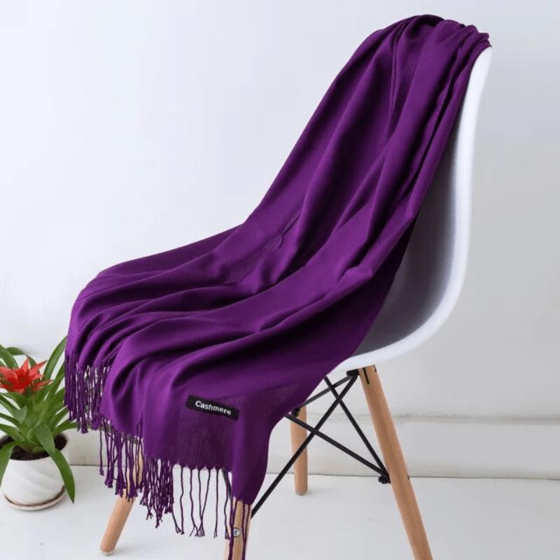 Unisex filt-scarf med fransar, enfärgad och mjuk