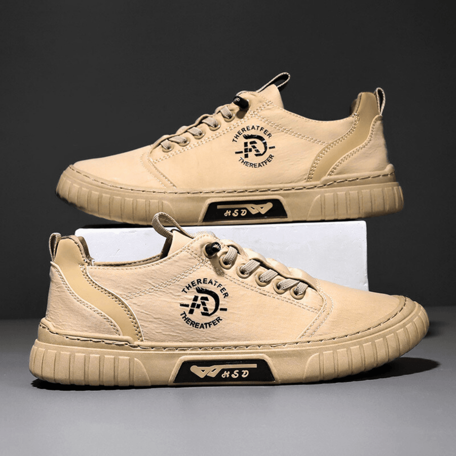Lågskor för Herr, Fritidsskor med Snörning och Kraftig Sula, Beige