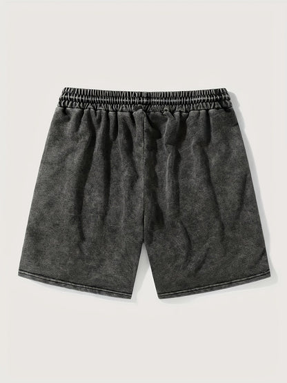 Herrshorts Streetwear med Hustle-tryck, avslappnad stil för vardagsbruk