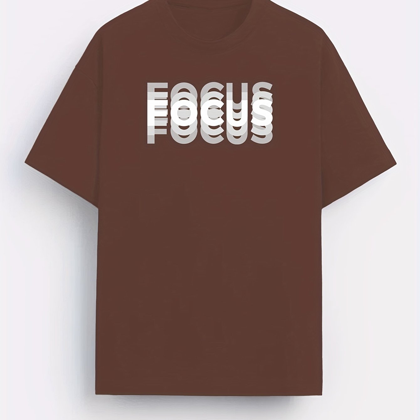 Herr T-shirt med modern textdesign och motiverande budskap – FOCUS, avslappnad stil för vardagsbruk