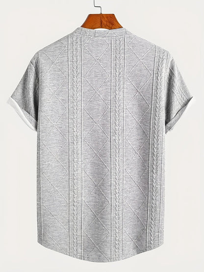 Herr T-shirt med stickad kabelmönster – Modern och avslappnad stil för vardagsbruk