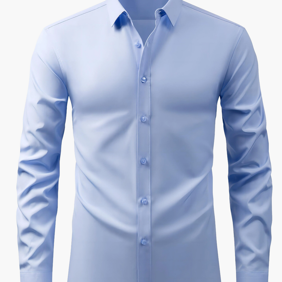 Herrskjorta Elegant Slim Fit Långärmad för Vardagsbruk och Fest