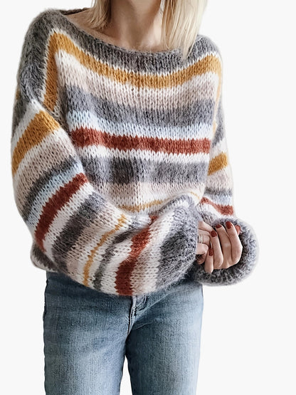 Damtröja i avslappnad stil med breda ränder – Perfekt för höst och vinter, ledig vardagslook