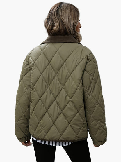 Dam Quilted Vintage Jacka för Vardagsbruk och Höstmode