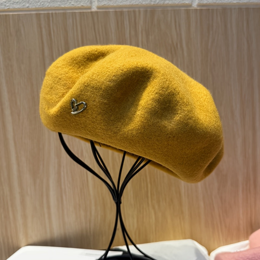 Women's Heart Charm Beret Hat