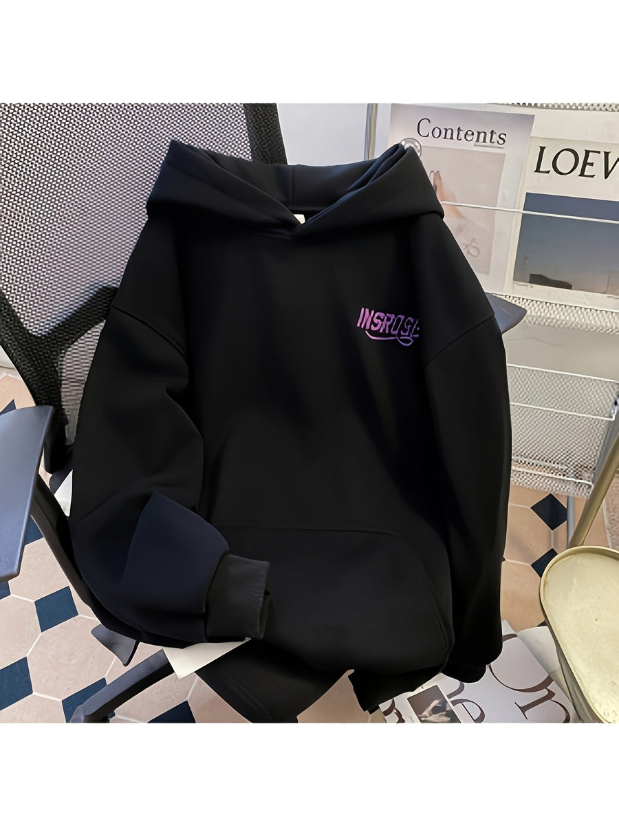 Hoodie med stor text på huva, unisex