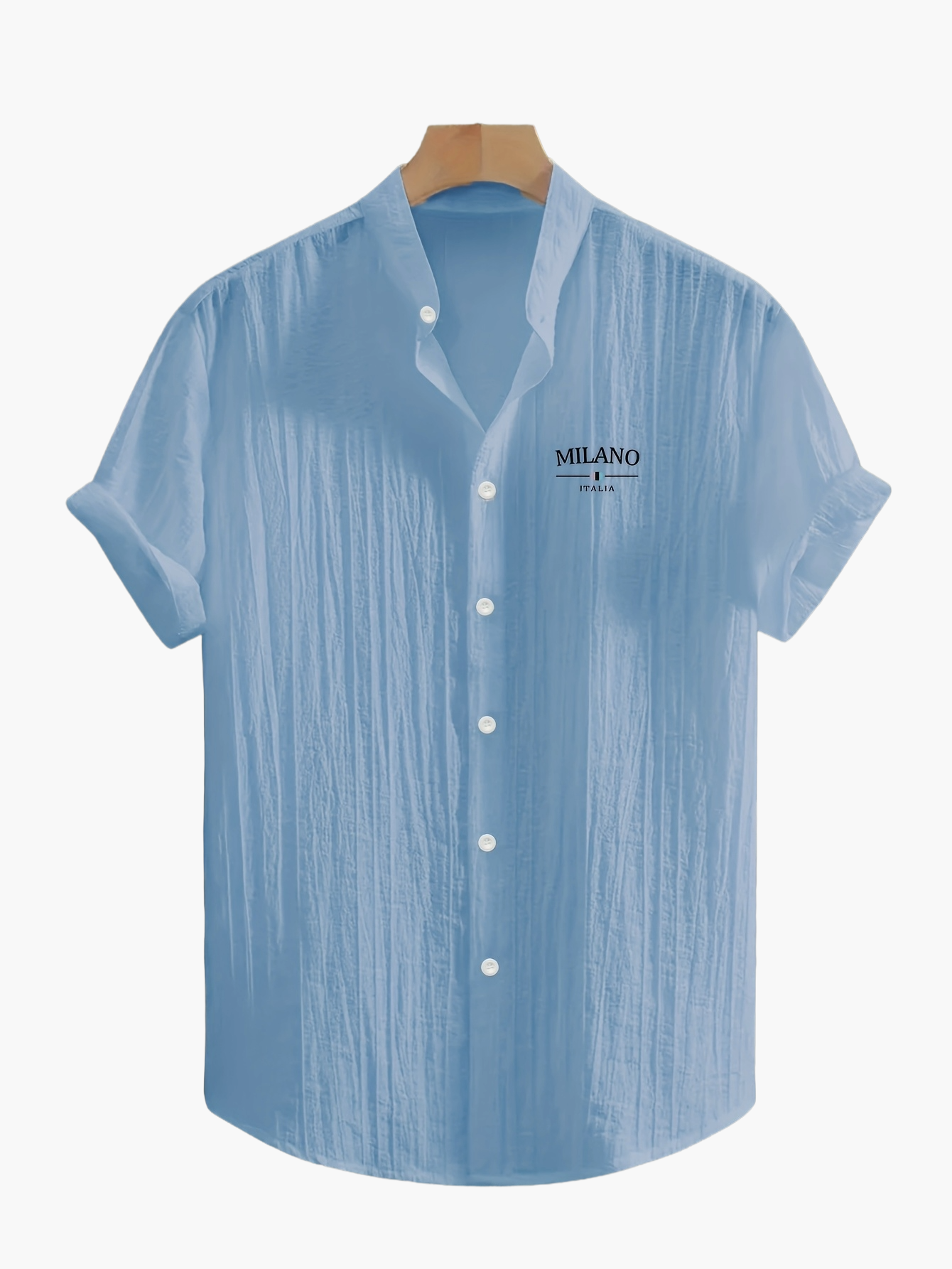 Herr Skjorta Milano Casual Med Ståkrage – Kortärmad, Elegant Sommarstil